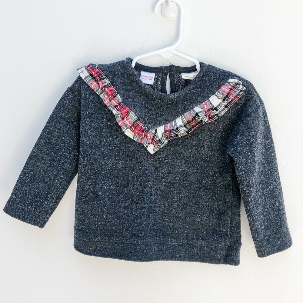Zara Baby Plaid Christmas Ruffle Sweater